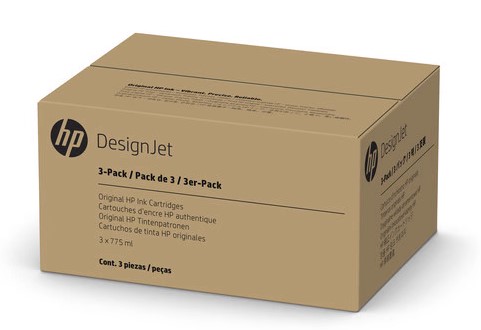 HP No.774 Chromatic Red DesignJet Ink Cartridge (775mL, 3-Pack) (P2W04A) For HP Z6810